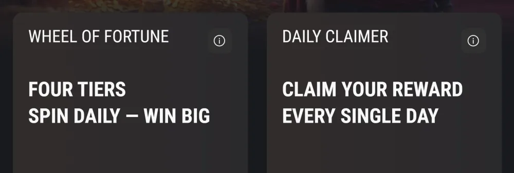Wheel of Fortune and Daily Claimer tiles among the King Billy daily promotions